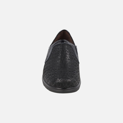 Zapatos negros de ANCHO ESPECIAL con elásticos laterales