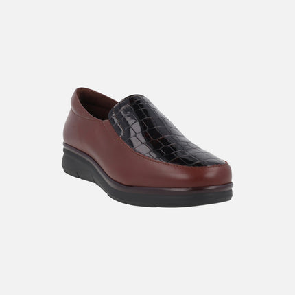 Comfort leather loafers with croco print