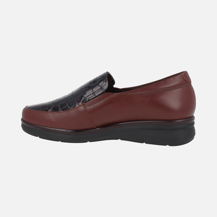 Comfort leather loafers with croco print