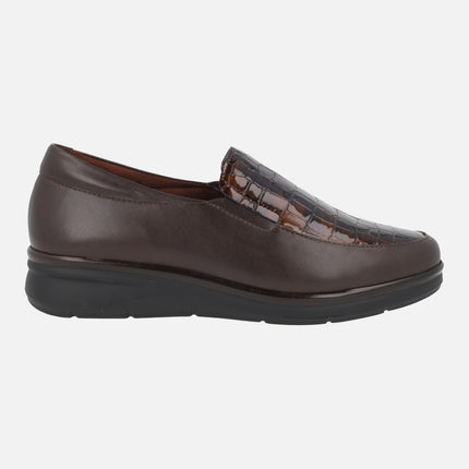 Comfort leather loafers with croco print