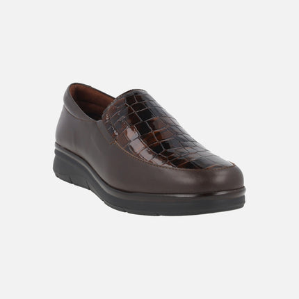 Comfort leather loafers with croco print
