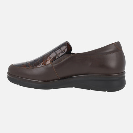 Comfort leather loafers with croco print