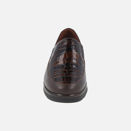 Comfort leather loafers with croco print