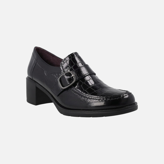 Women's Buckle Detail Heeled Loafers