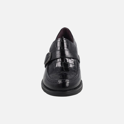 Mocasines de tacón con detalle de hebilla para mujer