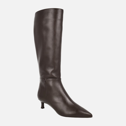 Botas altas de piel con punta afilada y tacón fino INVER