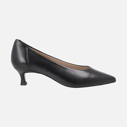 Zapatos corte salón IDEY en piel negra con tacones bajos