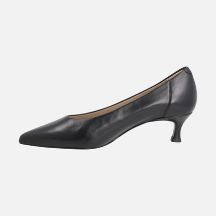 Zapatos corte salón IDEY en piel negra con tacones bajos