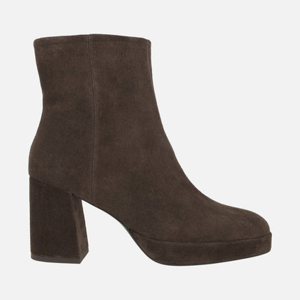 Suede ankle boots with high heel and platform MELVY_BS