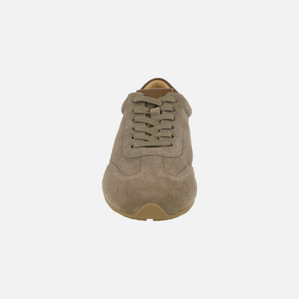 Zapatillas deportivas para mujer en piel serraje con suela fina