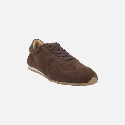 Zapatillas deportivas para mujer en piel serraje con suela fina