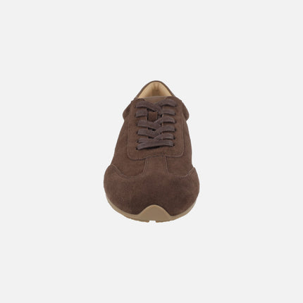 Zapatillas deportivas para mujer en piel serraje con suela fina