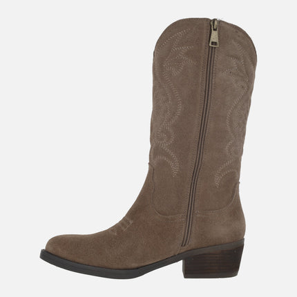 Botas de serraje estilo cowboy con bordados