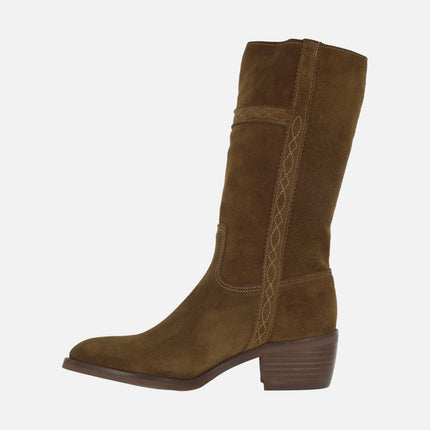 Botas de media caña en piel serraje 476