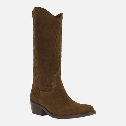 Botas de serraje estilo cowboy con bordados DKT67