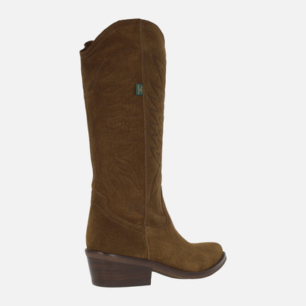 Botas de serraje estilo cowboy con bordados DKT67
