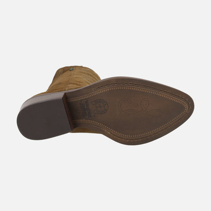 Botas estilo cowboy en serraje marrón con pespuntes DKT62