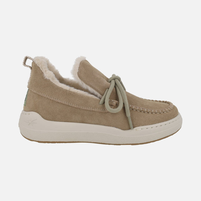 Suede moccasins for women with fur lining NOMAD