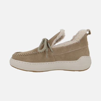 Mocasines de serraje para mujer con forro de pelo NOMAD