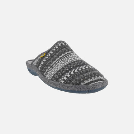 Zapatillas de casa descalzas para hombre en tejido punto Montblanc gris