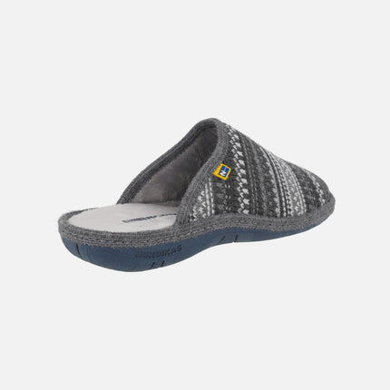 Zapatillas de casa descalzas para hombre en tejido punto Montblanc gris