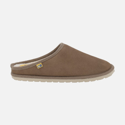 Zapatillas de casa para hombre DUX en piel serraje con forro borreguillo
