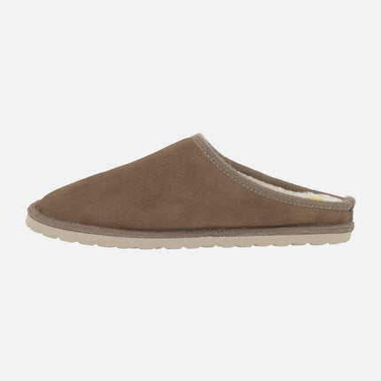 Zapatillas de casa para hombre DUX en piel serraje con forro borreguillo