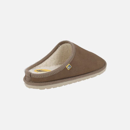 Zapatillas de casa para hombre DUX en piel serraje con forro borreguillo