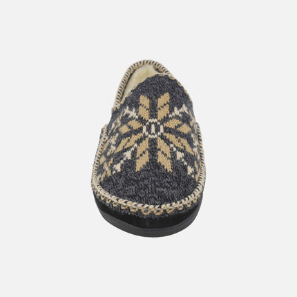 Zapatillas de casa cerradas para hombre en lana con forro borreguillo