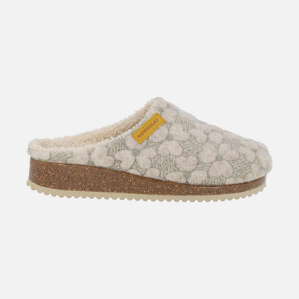 Women's house slippers in beige GARDEN fabric