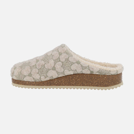 Women's house slippers in beige GARDEN fabric
