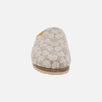 Women's house slippers in beige GARDEN fabric