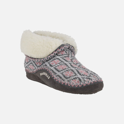 CLASSIC women's low-top house slippers in gray and pink wool
