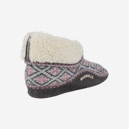 CLASSIC women's low-top house slippers in gray and pink wool