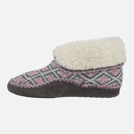 CLASSIC women's low-top house slippers in gray and pink wool