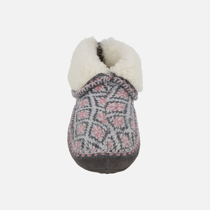 CLASSIC women's low-top house slippers in gray and pink wool