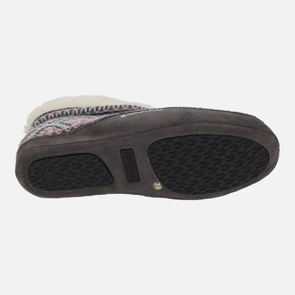 CLASSIC women's low-top house slippers in gray and pink wool
