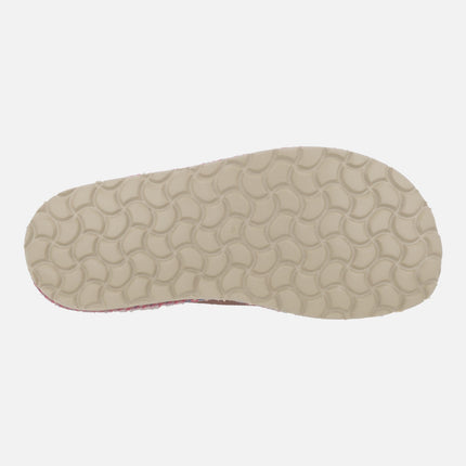 DUX women's house slippers in suede leather with shearling lining