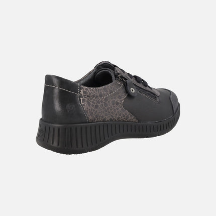 Zapatos deportivos confort multi material para mujer con cordones y cremallera