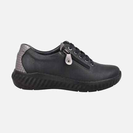 Comfort sneakers for women with metallic heel and zipper