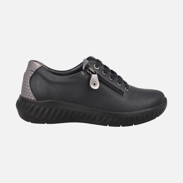 Comfort sneakers for women with metallic heel and zipper