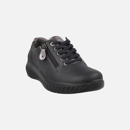 Comfort sneakers for women with metallic heel and zipper
