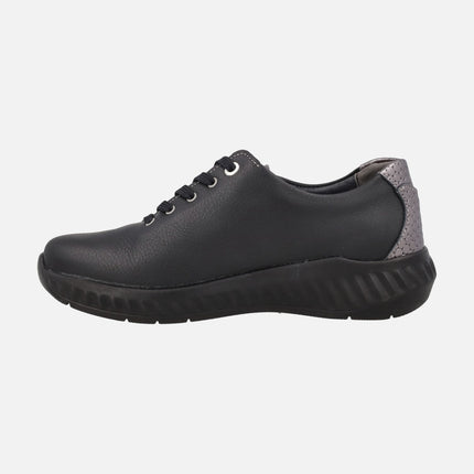 Comfort sneakers for women with metallic heel and zipper