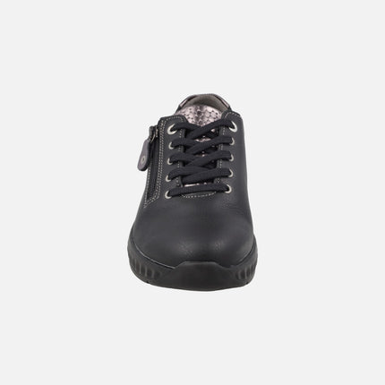 Comfort sneakers for women with metallic heel and zipper
