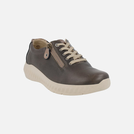 Comfort sneakers for women with metallic heel and zipper