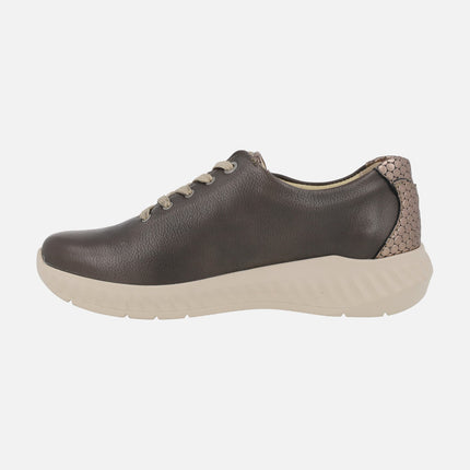 Comfort sneakers for women with metallic heel and zipper