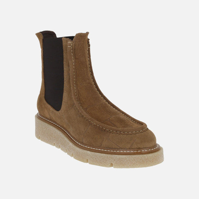 BRISTOL Chelsea boots in croco print suede