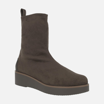 Botines Burano en tejido elástico efecto ante con Water repellent