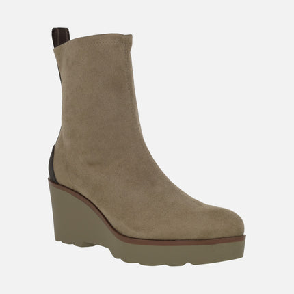 HITA women's wedged ankle boots in WATER REPELLENT suede effect fabric