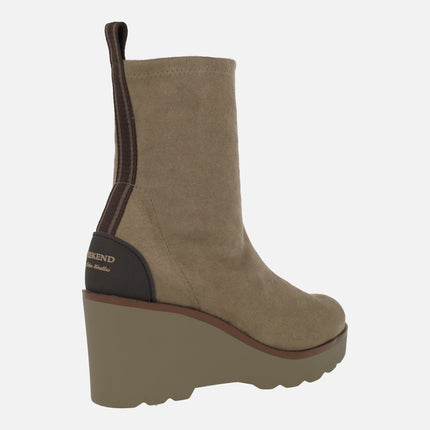 HITA women's wedged ankle boots in WATER REPELLENT suede effect fabric
